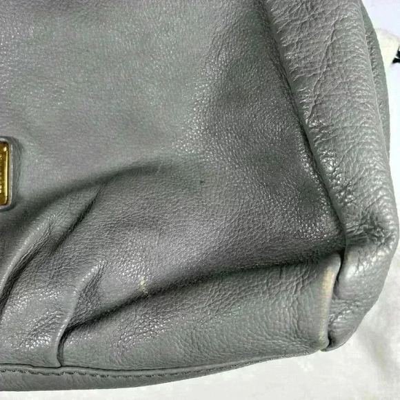 MARC JACOBS Orig Y2K Gray Shoulder Crossbody Satchel Top Handle Leather Purse Lg - Picture 9 of 13